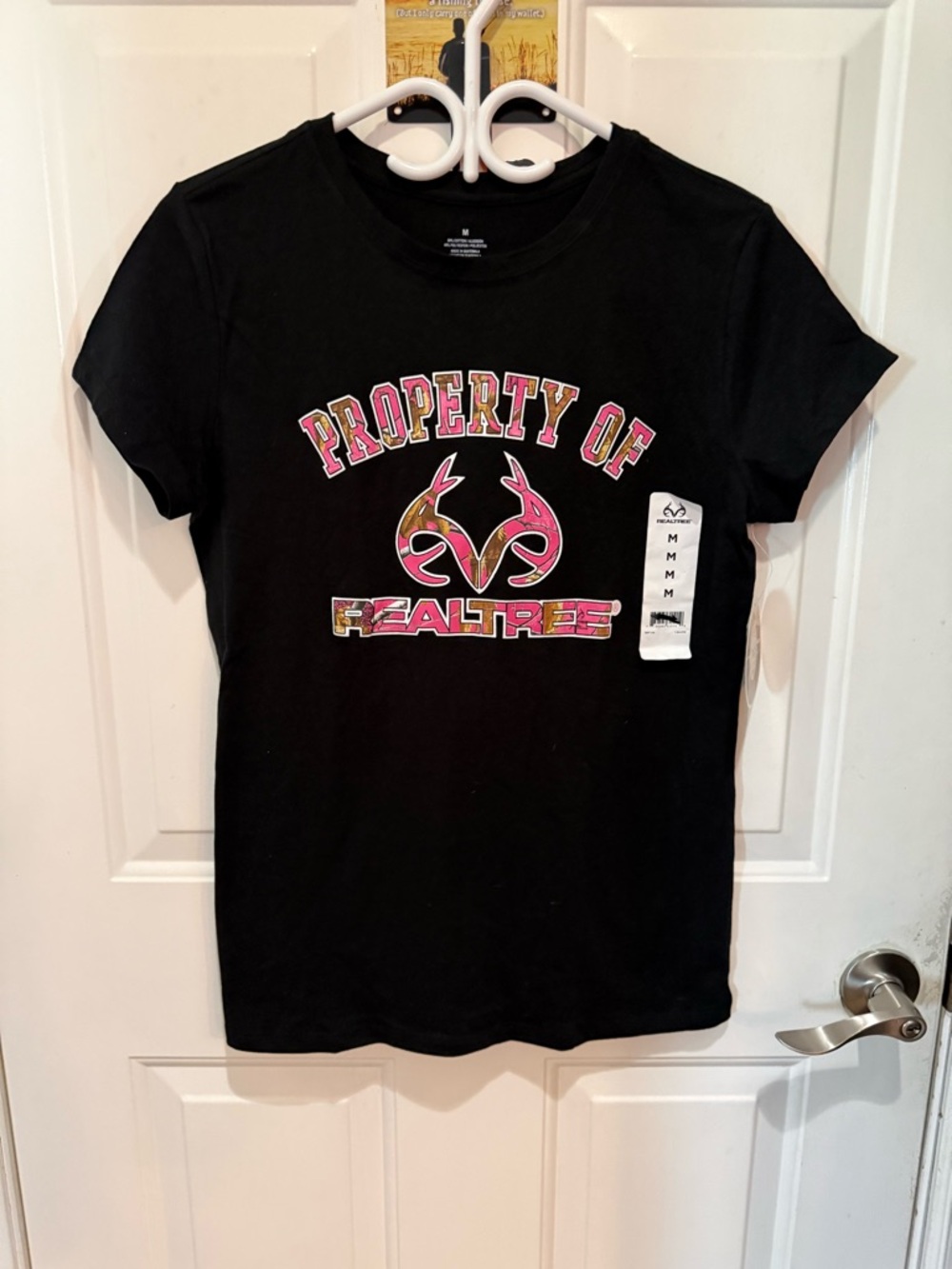 New with tags Realtree Black 'Property of Realtree' Graphic Pink & Camo Tee